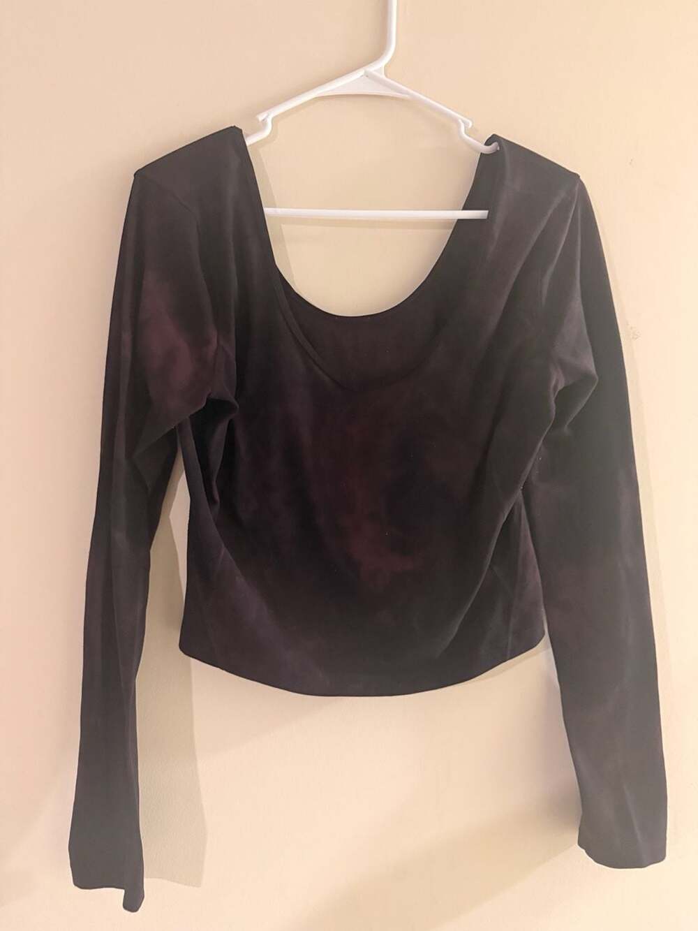 Lululemon Long Sleeve Crop Top Black Tie Dye Size 10